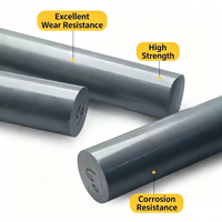 Barre ronde solide en chlorure de polyvinyle (CPVC) résistante aux hautes températures, aux acides et aux alcalis, gris foncé, pour usinage CNC