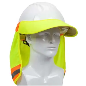 Wejump 100% 涤纶透气安全帽护颈盾橙黄色高能见度安全帽遮阳带反光t