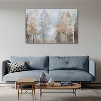 Peinture à l'huile 100% peinte à la main sur toile de lin 230g, Paysage abstrait Arbre de Vie pour décoration murale de salon, Tailles personnalisées