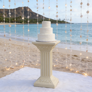 Piedistallo in Resina Stile Greco Scanalato - Finitura Effetto Pietra Crema, Colonna Decorativa per <span class=keywords><strong>Giardini</strong></span> e Patio in Stile Cottage <span class=keywords><strong>Inglese</strong></span> - Product Image 2