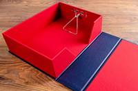 Vente en gros OEM/ODM école bureau luxe rouge porte-documents PU cuir clip boîte classeur