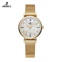 Montre à quartz pour femmes, cadran en nacre, étanche 5 ATM, logo personnalisé, montre sertie de diamants