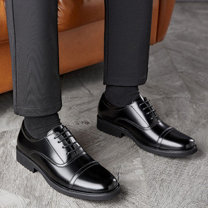 Men's Leather Dress Shoes Round Toe Lace-up Office Career Formal Black Fashion <b>Style</b> - Product Image 4