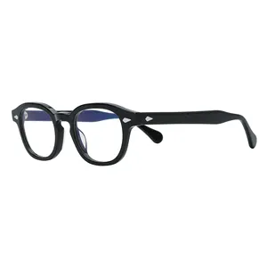 Kacamata bingkai optik desain baru 2024 untuk pria dan wanita kacamata cahaya biru Solid bingkai bulat dengan asetat