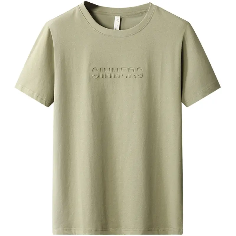 Wholesale OEM Brand Fashion Tee Cotton Men Oversize Plain Graphic 3D Embossed T Shirt