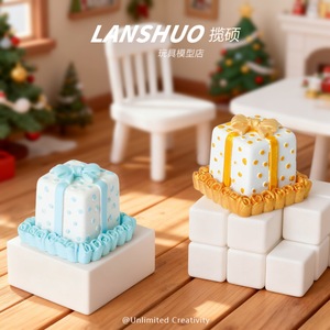 กล่องของขวัญเรซิ่นลายคริสต์มาส Lanshuo รุ่นสี่เหลี่ยม พร้อมสติกเกอร์แม่เหล็กตกแต่ง DIY สำหรับติดตู้เย็น - Product Image 2