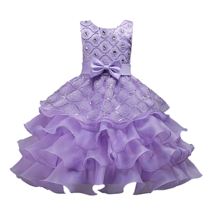 Vestido de Princesa con Volantes y Encaje para Niñas, Diseño OEM al por Mayor 2026, Vestido Formal con Lazo para Recital de Piano y Concursos - Product Image 1