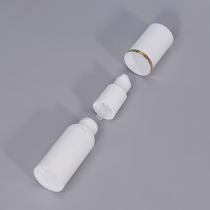 Venta al por mayor personalizar <span class=keywords><strong>15ml</strong></span> 30ml 50ml botella de loción blanca fina y alta para el cuidado de la piel con bomba y anillo dorado - Product Image 3