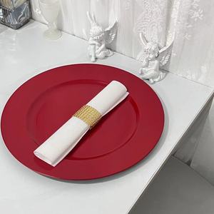 Đĩa ăn tối tròn tối giản bằng nhựa thân thiện với môi trường màu đỏ 13 inch dùng cho tiệc cưới, dùng một lần - Product Image 2