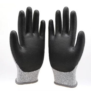 Logotipo personalizado Gris Negro PU Recubierto Anti Corte Resistente Nivel 5 Ant No Cut Guante Anti-Corte Guantes de construcción anticorte para carpintero - Product Image 1