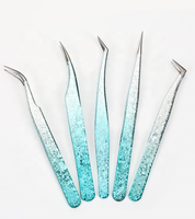 Lot de 2 pinces à épiler en acier inoxydable bleu dégradé pour extensions de cils et pointes en fibre