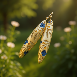 Pendientes Colgantes de Cerámica E3125, Chapados en Oro, con Diseño de Planta Vintage, Joyería de Moda para Mujer - Product Image 2