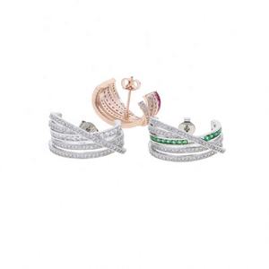 Nouvelles boucles d'oreilles à clips en zircon pour femmes, style européen et américain, tendance, uniques, en laiton, vente en gros, stock pour le commerce extérieur - Product Image 5