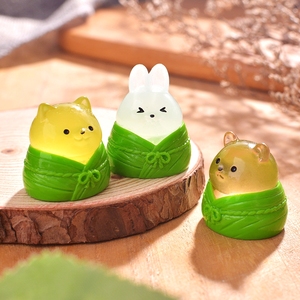 Petites décorations en résine pour jardinage paysager, animaux de dessin animé Zongzi, pour le Festival des Bateaux-Dragons : <span class=keywords><strong>petit</strong></span> lapin et cochon - Product Image 2