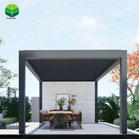 Pergola en aluminium imperméable pour jardin extérieur Ouverture électrique avec éclairage LED Cadre thermolaqué