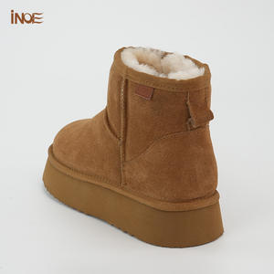 รองเท้าบูทหุ้มข้อกันหนาวสำหรับผู้หญิง หนังวัวแท้ บุขนแกะ ขนแกะแท้ หนาพิเศษ พื้นหนา - Product Image 3