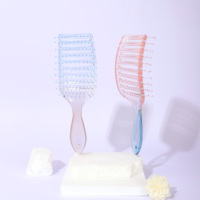 LOGO personnalisé Brosse à cheveux de massage en plastique Perruque incurvée Brosse démêlante pour cheveux humides pour un séchage plus rapide Bonbons Couleur dégradée