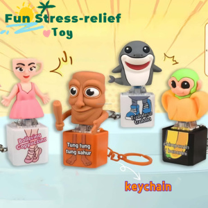 Mới đến dễ thương dính hình Keychain tung tung tung sahur LED ánh sáng tralala cá mập Keyring âm thanh loa lỗ mới lạ gag đồ chơi - Product Image 2
