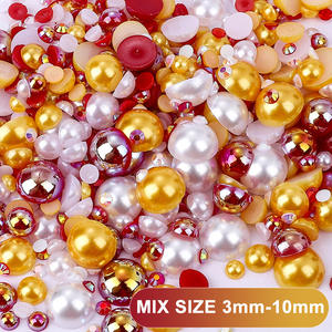 Juli, venta al por mayor, pinza de pelo de plástico, perlas, botón plano brillante, 6mm, ABS suelto, cuentas de perlas de imitación semiredondas para decoración de bolsos - Product Image 3