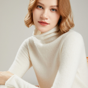 Женский кашемировый пуловер с воротником-хомутом и длинным рукавом - Product Image 2