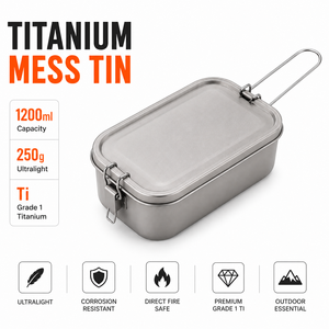 1200ml Titanium Mess Tin <b>Cooking</b> <b>Kit</b> Foldable Handle With Titanium Spork Outdoor Camping Bushcraft Portable <b>Cooking</b> Tools - Product Image 1