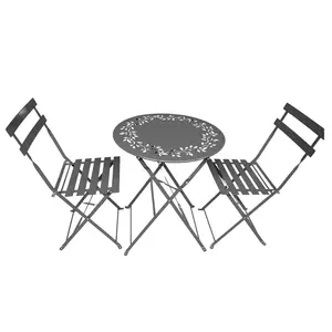 2023 Outdoor Popular Italy Bistro Set Patio Coffee Shop Steel Folding Dining Table And Chairs Garden Backyard Furniture Set