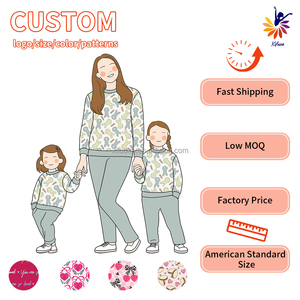 Ensemble assorti pour la famille en bambou Pull et leggings Impression personnalisée Logo de transfert de chaleur Tissu organique doux - Product Image 1
