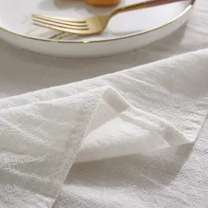Restaurant 100% Cotton White Rectangle Table Cloth - 60x84 Inch in Washable Polyester Rectangular Tablecloth