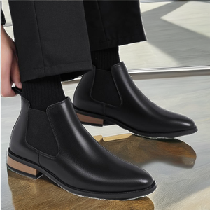 รองเท้าบูทเชลซีหนังแท้แบบสวม  ป้องกันการลื่น  ดีไซน์หรูหราสำหรับฤดูหนาว  รองเท้าทรงสูงสำหรับผู้ชาย  เหมาะสำหรับใส่ในโอกาสทางการ - Product Image 2