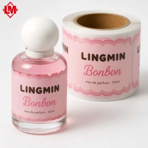 Étiquettes autocollantes en rouleau pour bouteilles de parfum et cosmétiques, étanches, découpées, en papier, OEM ODM, vente en gros - Product Image 1