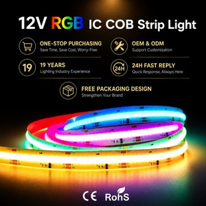 Tira <span class=keywords><strong>de</strong></span> Luces <span class=keywords><strong>LED</strong></span> RGB IC COB, 720 <span class=keywords><strong>LED</strong></span>/m, 5M, 12V, Disponible en Stock, Direccionable, con Efecto <span class=keywords><strong>de</strong></span> Persecución <span class=keywords><strong>de</strong></span> Color, IP20, <span class=keywords><strong>Multicolor</strong></span>, Flexible - Product Image 1