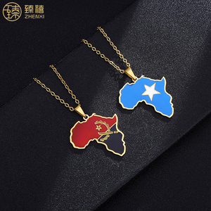 ZHENXI – collier pendentif en acier inoxydable, plaqué or 18K, résistant au ternissement, carte <span class=keywords><strong>africaine</strong></span>, de la malaisie, du Nigeria et du Ghana, pour femmes, 2022 - Product Image 5