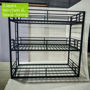 <span class=keywords><strong>Lit</strong></span> superposé double XL triple avec garde-corps Cadre en acier robuste pour dortoirs adolescents <span class=keywords><strong>Lit</strong></span> superposé <span class=keywords><strong>empilable</strong></span> en métal à 3 niveaux pour chambres partagées - Product Image 1