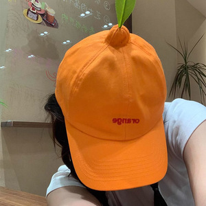 Orange Baseball Cap With Lettering Duckbill Sun <b>Hat</b> Unisex <b>Summer</b> Style - Product Image 2