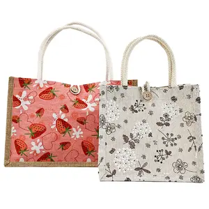Eco Recycle Jute Bag Custom Logo Natural Foldable Reusable Jute Burlap Linen Shopping Tote Bag