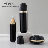 Ensemble de flacons cosmétiques en acrylique noir et or, style luxe léger, flacons à pompe vides pour sérums, crèmes, soins de la peau haut de gamme style spa