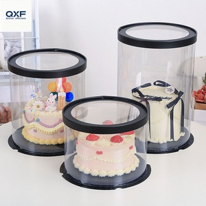 Boîte à gâteau d'anniversaire en papier kraft écologique transparente, trois en un, blanche, carrée, simple et double couche, emballage pour gâteau - Product Image 4