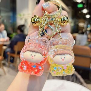 Nuevo Llavero Popular de Muñeca de Dibujos Animados, Artesanía de Resina Líquida, Colgante Luminoso Lindo, Llavero de Arena Movediza Líquida Intermitente - Product Image 5