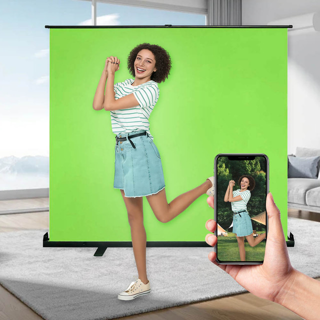 High-End Custom Green Screen Portable Film Base Green Backdrop Screen Floor Stand Background Screen