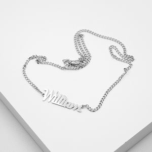 Collar <span class=keywords><strong>de</strong></span> <span class=keywords><strong>Cadena</strong></span> Cubana Minimalista <span class=keywords><strong>de</strong></span> Plata <span class=keywords><strong>de</strong></span> 3 mm, <span class=keywords><strong>Nombre</strong></span> Personalizado, Letra Personalizada, Acero Inoxidable, <span class=keywords><strong>Oro</strong></span>, Regalo <span class=keywords><strong>de</strong></span> Cumpleaños para Hombres y Mujeres - Product Image 4