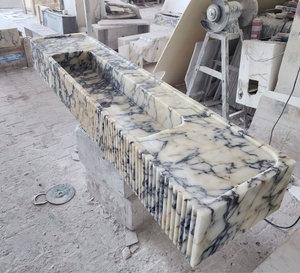 Europeo con lavandino del <span class=keywords><strong>bagno</strong></span> <span class=keywords><strong>bagno</strong></span> vanità scrivania per il trucco lavello da cucina di lusso in marmo bianco Calacatta - Product Image 3