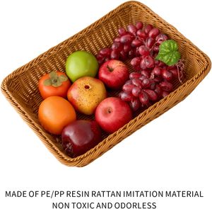 Cesta de Almacenamiento Rectangular Hecha a Mano de Mimbre PP, Cesta de Mimbre para Frutas y Verduras, Cesta para Exhibición de Pan - Product Image 3