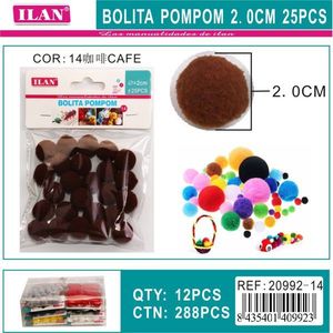 Boule de pompon Ilan 2,0 cm couleur café pour décorations artisanales - Product Image 3