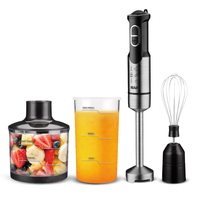 Mélangeur à main de haute qualité vitesse bouton appareils cuisine électrique piler la glace 4 lames mélangeur à main en acier inoxydable 5 en 1