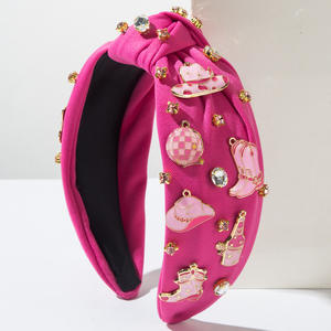 Serre-tête tendance style cowgirl avec strass roses et breloques chapeau et bottes pour femme - Product Image 6