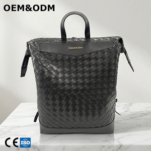 3423 C OEM ODM Zaino da Ufficio Personalizzato <span class=keywords><strong>in</strong></span> <span class=keywords><strong>Pelle</strong></span> Vegana PU Intrecciata a Mano per Donne, Zaino Nero per Lavoro - Product Image 1