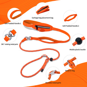 Dubbele schokabsorberende hondenriem met reflecterende heuptas voor handsfree hondenlopen, geschikt voor grote honden en buitenactiviteiten - Product Image 6