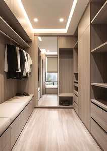Dressing Moderne de Luxe Sur Mesure avec Éclairage LED, Armoire Intégrée en Verre Écologique Grande Capacité pour Villa et Appartement - Product Image 5