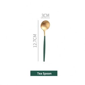 Cuillère de table Royal Green en acier inoxydable 304, couverts de luxe dorés pour steak - Product Image 5