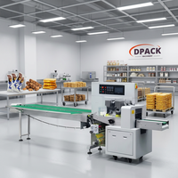 Machine d'emballage à flux de 350 pièces pour sandwichs, pâtisseries, emballage de type coussin, mini-machine d'emballage automatique pour biscuits, emballage de type coussin